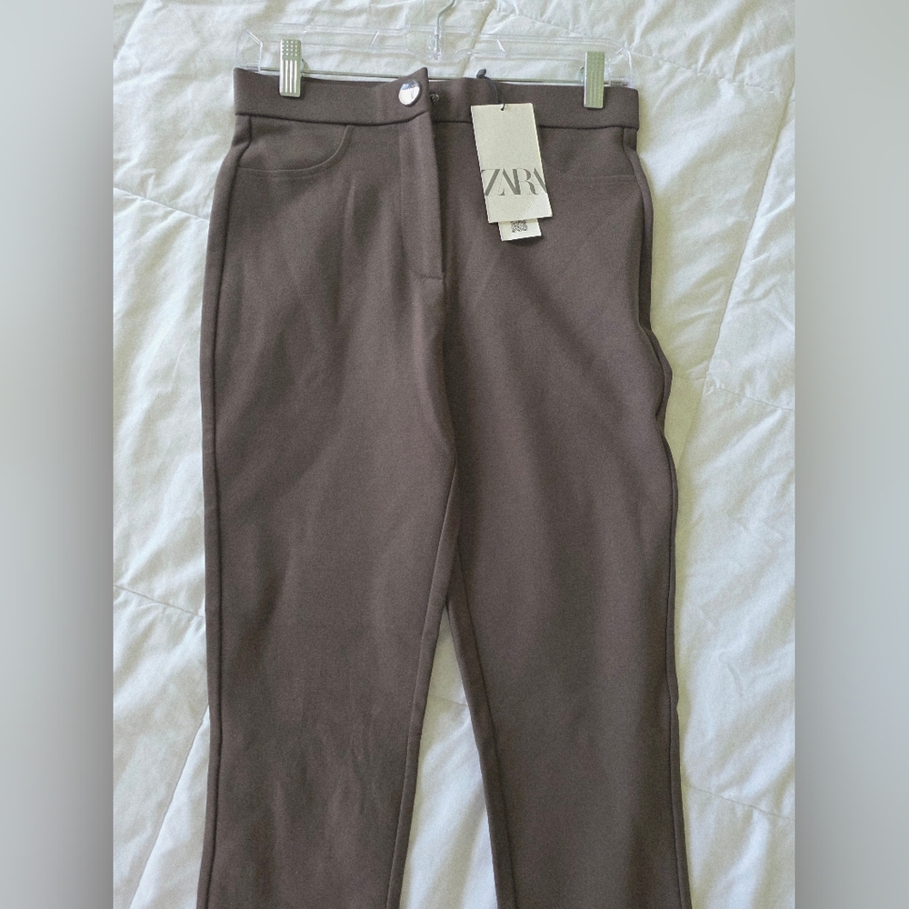 Zara Taupe High-Rise Leggings